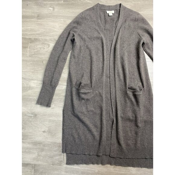 Womens Sweater ST TROPEZ tan 100% cashmere long open duster cardigan size M - Picture 4 of 8